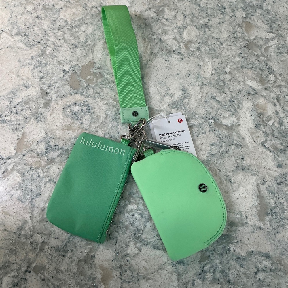 lululemon Dual Pouch Wristlet O/S Raceway Green Citra Lime Retired New